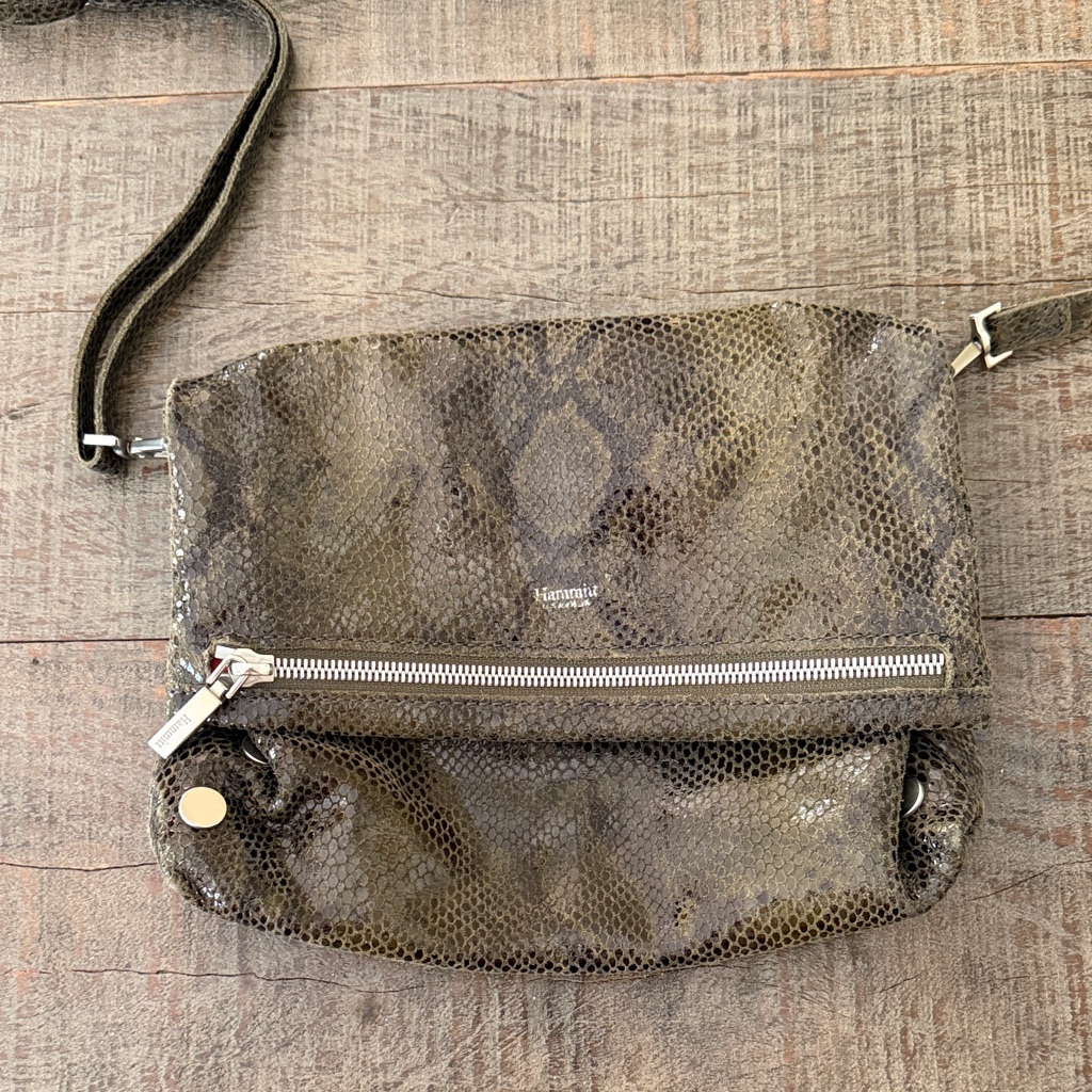 Hammitt Olive Snake-Print Crossbody With Silver Hardware